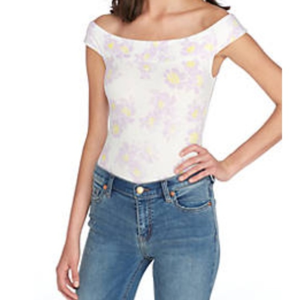 FREE PEOPLE So Much Off Shoulder Floral Bodysuit S